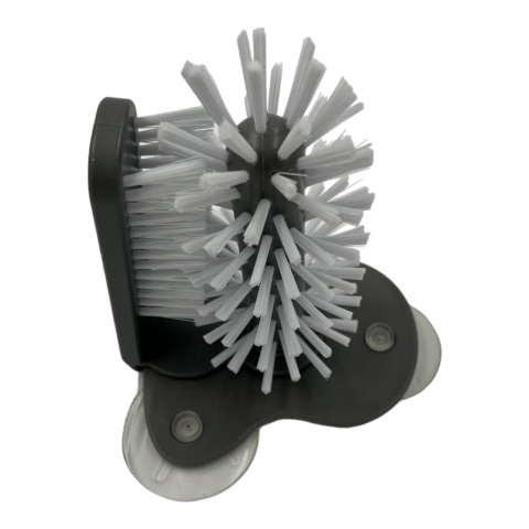 Bucatarie & Servire - Perie dubla din plastic rezistent,ergonomica,  pentru curatat pahare si borcane, cu fixare pe suprafete prin ventuze