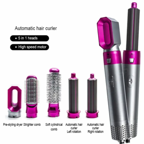 Uscător de Păr 5 în 1, cu perii multifunctionale interschimbabile, 3 trepte de temperatura, protectie par cu efect antistatic, 1000W, ofera  o experiență de coafare completă [2]
