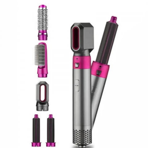 Ingrijire personala & Cosmetice - Uscător de Păr 5 în 1, cu perii multifunctionale interschimbabile, 3 trepte de temperatura, protectie par cu efect antistatic, 1000W, ofera  o experiență de coafare completă