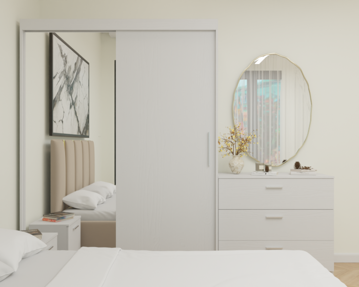 Dormitor MILANO Tapitat 2 usi Alb cu oglinda [4]