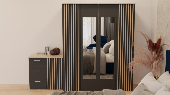 Dormitor Dallas Cu Pat Nobless Tapitat Albastru [3]