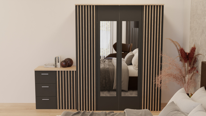 Dormitor Dallas Cu Pat Nobless Tapitat Maro [2]