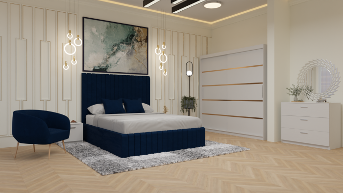 Dormitor Cairo Pat Tapitat Dressing 200x200 Alb [2]