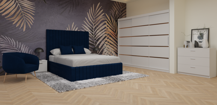 Dormitor Cairo Tapitat Dressing 250x200 3 Usi Alb [2]