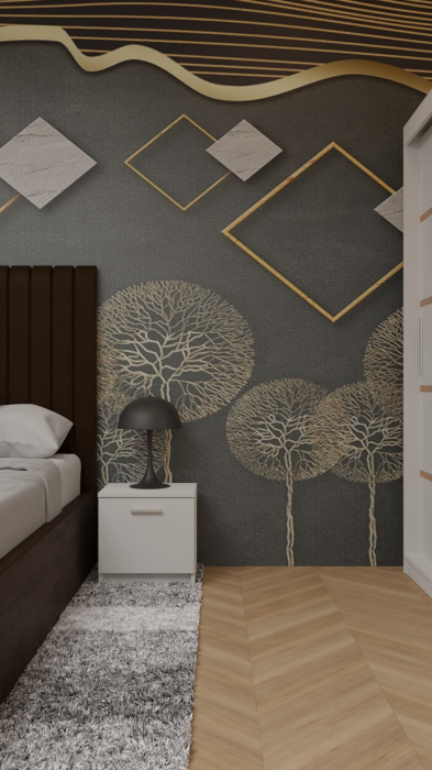 Dormitor Cairo Tapitat Dressing 250x200 3 Usi Cu Oglinda Alb [4]