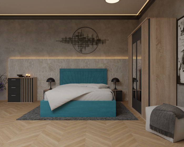 Dormitor Dallas Cu Pat Lotus Tapitat [1]