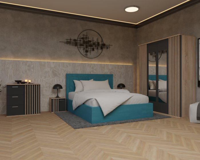 Dormitor Dallas Cu Pat Lotus Tapitat [2]