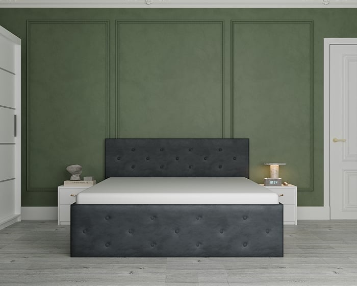 Dormitor Loki Tapitat cu Oglinda Alb&Gri [5]