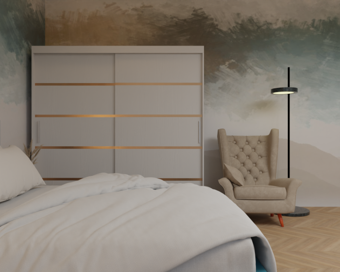 Dormitor Lotus Pat Tapitat Dressing 200x200 Alb 2 usi [4]