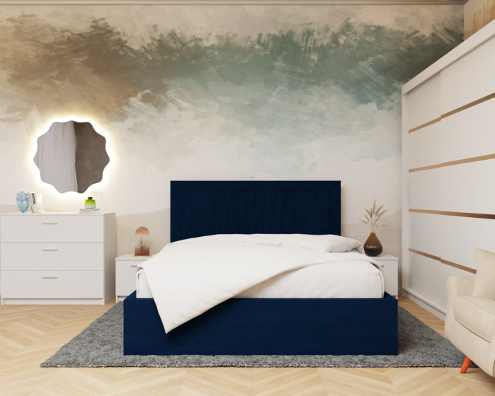 Dormitor Lotus Pat Tapitat Dressing 200x200 Alb 2 usi [1]