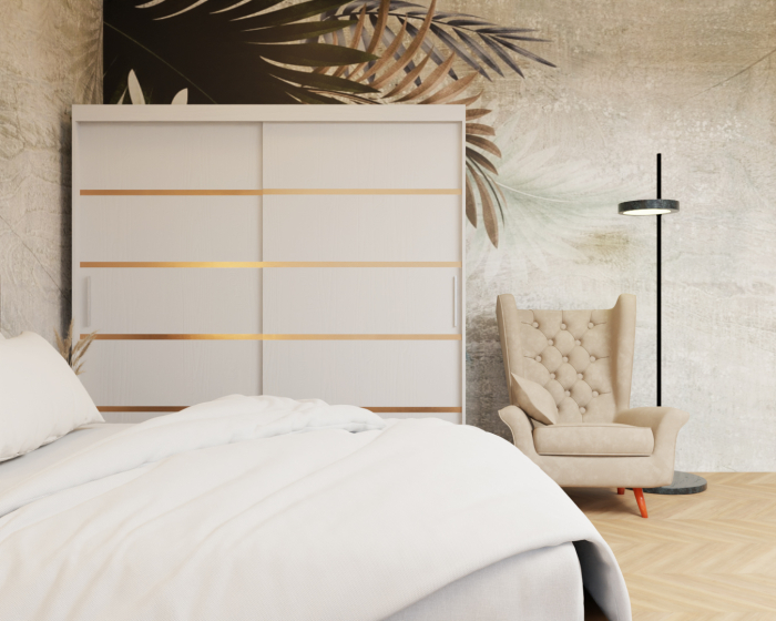 Dormitor Lotus Pat Tapitat Dressing 200x200 Alb 2 usi [5]