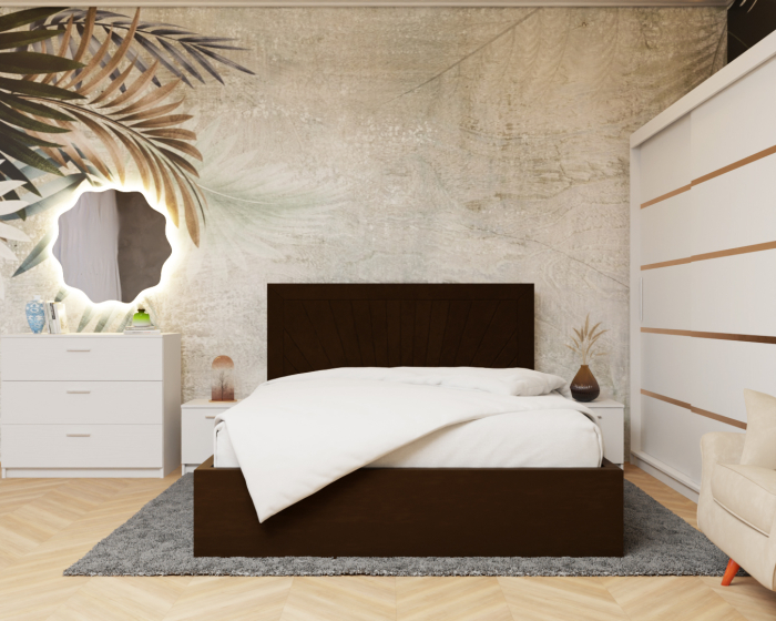 Dormitor Lotus Pat Tapitat Dressing 200x200 Alb 2 usi [1]