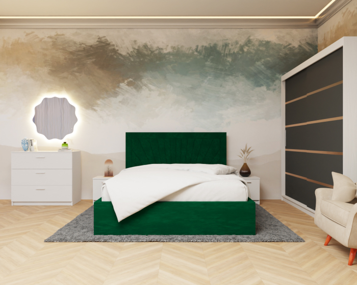 Dormitor: Lotus Pat Tapitat Dressing 200x200 Alb&Antracit 2 Usi  [1]