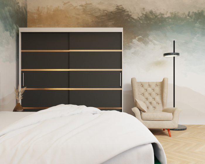 Dormitor: Lotus Pat Tapitat Dressing 200x200 Alb&Antracit 2 Usi  [5]