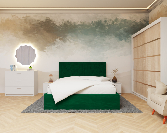 Dormitor: Lotus Pat Tapitat Dressing 200x200 Alb&Sonoma 2 Usi [1]