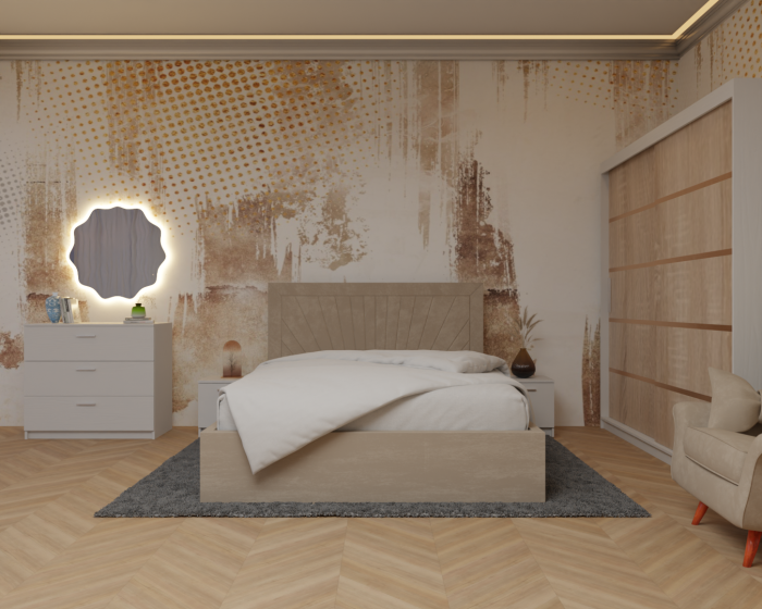 Dormitor: Lotus Pat Tapitat Dressing 200x200 Alb&Sonoma 2 Usi [4]