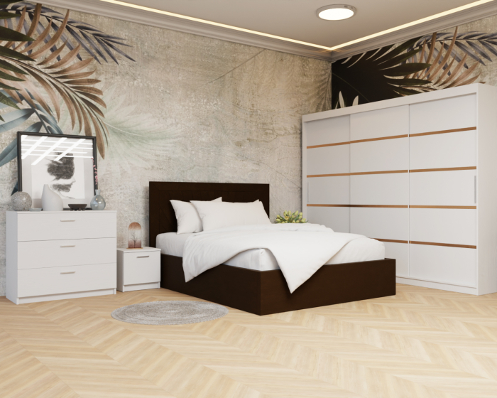 Dormitor: Lotus Pat Tapitat Dressing 250x200 Alb 3 usi  [3]