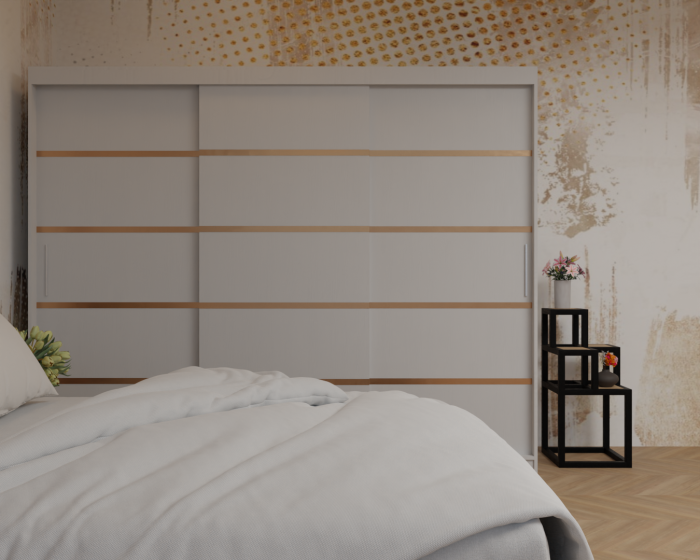 Dormitor: Lotus Pat Tapitat Dressing 250x200 Alb 3 usi  [4]