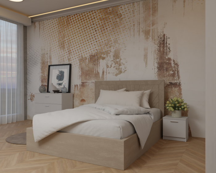 Dormitor: Lotus Pat Tapitat Dressing 250x200 Alb 3 usi Cu Oglinda [3]