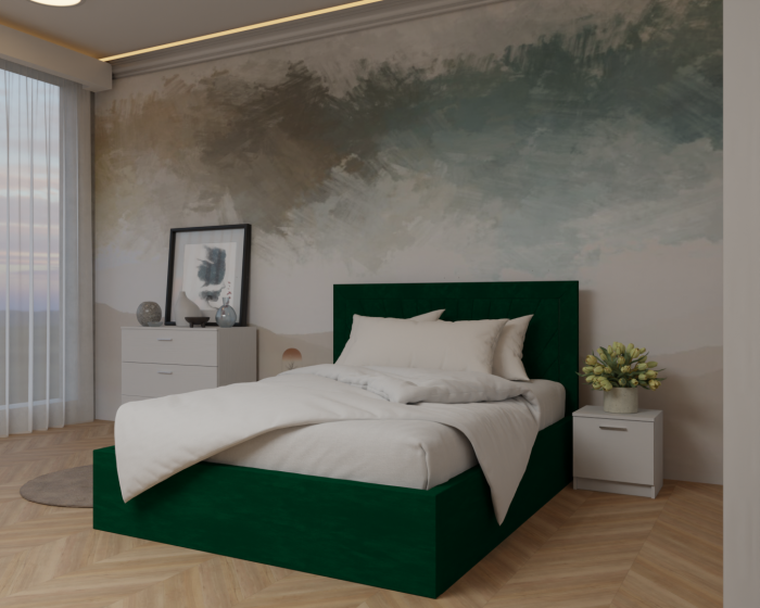 Dormitor: Lotus Pat Tapitat Dressing 250x200 Alb 3 usi Cu Oglinda [4]