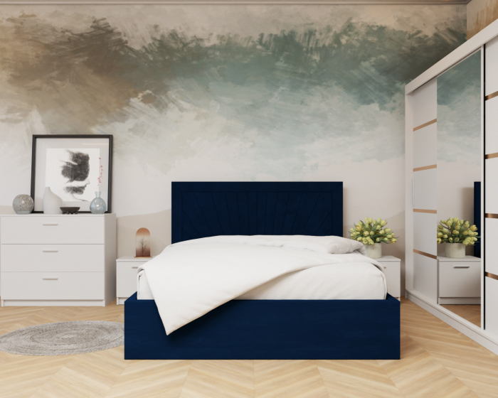 Dormitor: Lotus Pat Tapitat Dressing 250x200 Alb 3 usi Cu Oglinda [1]