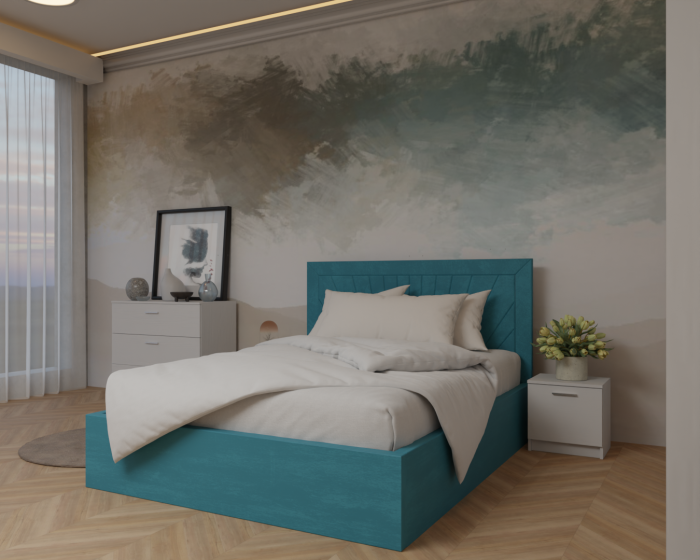 Dormitor: Lotus Pat Tapitat Dressing 250x200 Alb 3 usi Cu Oglinda [3]