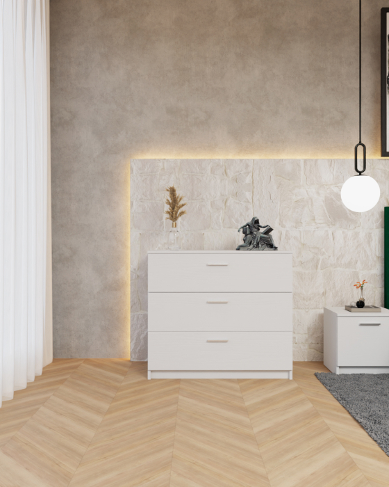 Dormitor Lotus Pat Tapitat Dressing 150x200 Alb 2 usi [5]