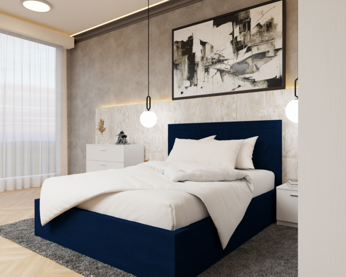 Dormitor Lotus Pat Tapitat Dressing 150x200 Alb 2 usi [3]