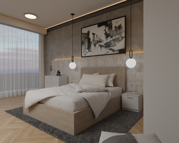 Dormitor Lotus Pat Tapitat Dressing 150x200 Alb 2 usi [3]