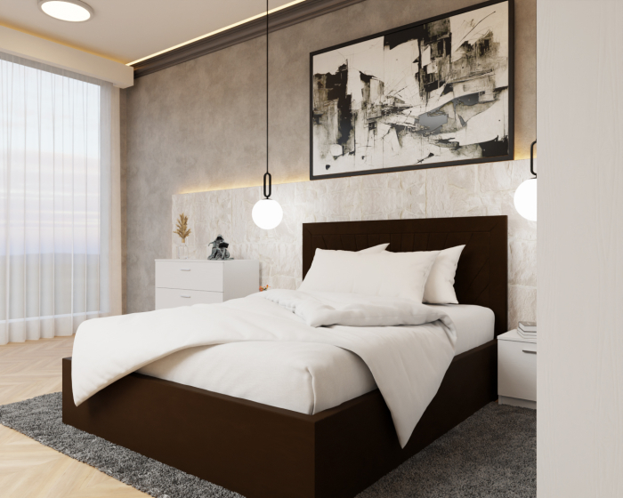 Dormitor Lotus Pat Tapitat Dressing 150x200 Alb 2 usi [4]