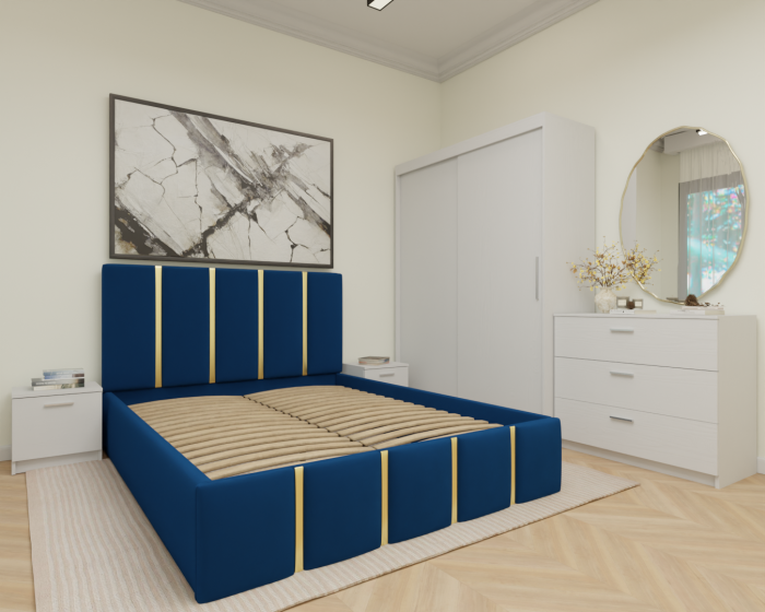 Dormitor MILANO Tapitat 2 usi Alb [3]