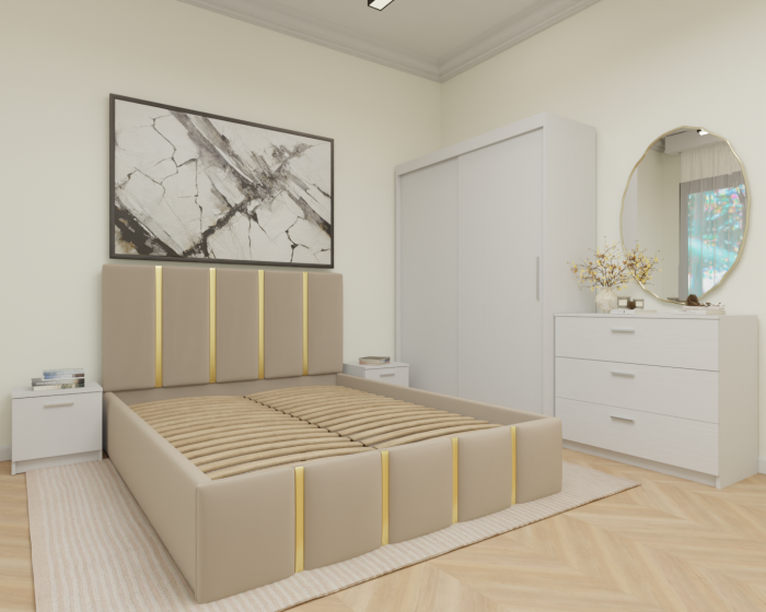 Dormitor MILANO Tapitat 2 usi Alb [3]