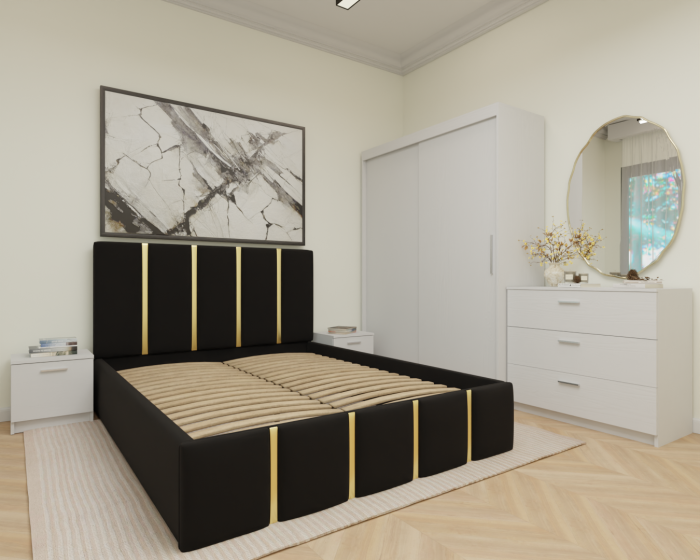 Dormitor MILANO Tapitat 2 usi Alb [3]