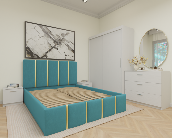 Dormitor MILANO Tapitat 2 usi Alb [2]