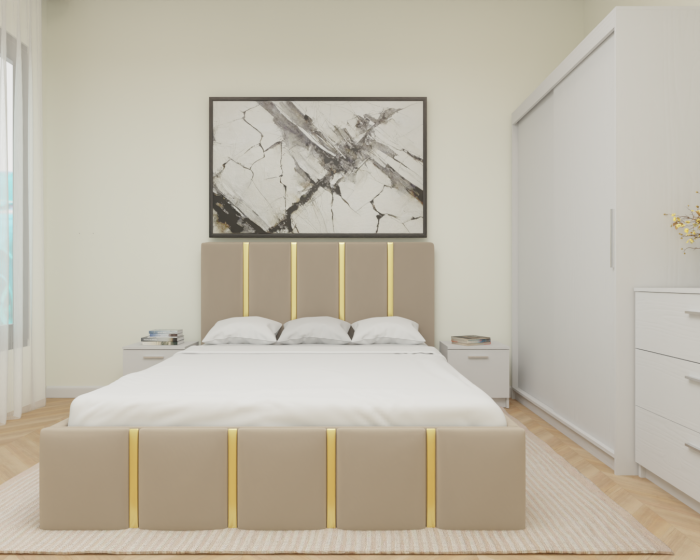 Dormitor MILANO Tapitat 2 usi Alb [1]