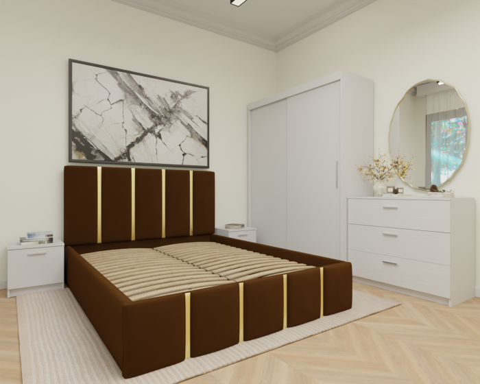 Dormitor MILANO Tapitat 2 usi Alb [2]