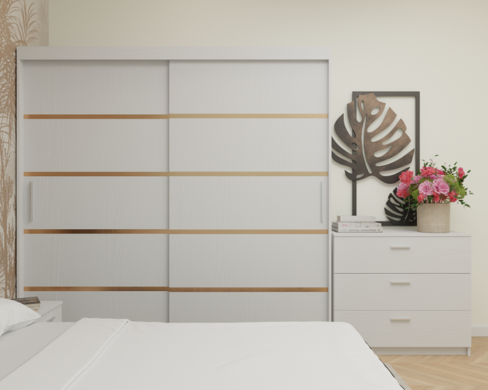 Dormitor MILANO Tapitat, 200X200 Alb fara oglinda, Somiera Rabatabila [4]