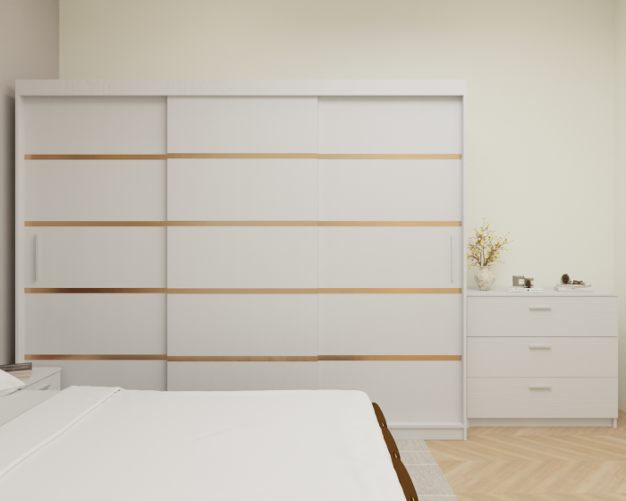 Dormitor MILANO Tapitat, 250X200 Alb fara oglinda, Somiera Rabatabila [4]