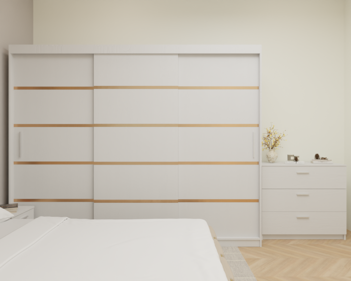 Dormitor MILANO Tapitat, 250X200 Alb fara oglinda, Somiera Rabatabila [4]