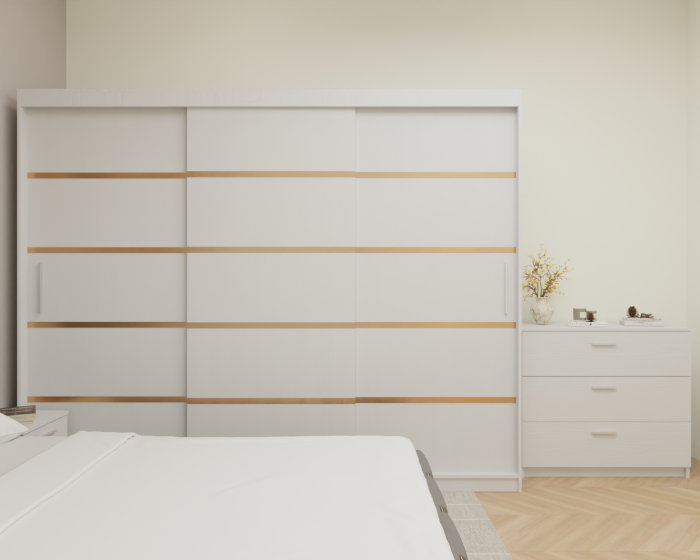 Dormitor MILANO Tapitat, 250X200 Alb fara oglinda, Somiera Rabatabila [4]