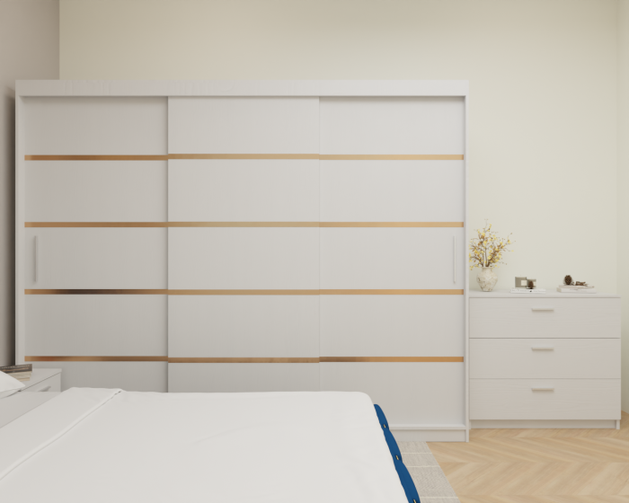 Dormitor MILANO Tapitat, 250X200 Alb fara oglinda, Somiera Rabatabila [4]