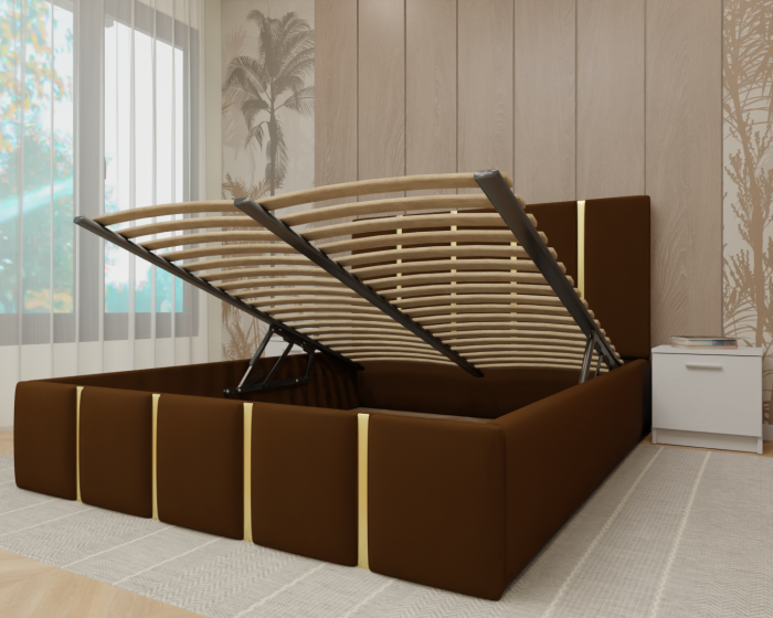 Dormitor MILANO Tapitat, 250X200 Alb&Sonoma fara oglinda, Somiera Rabatabila [3]