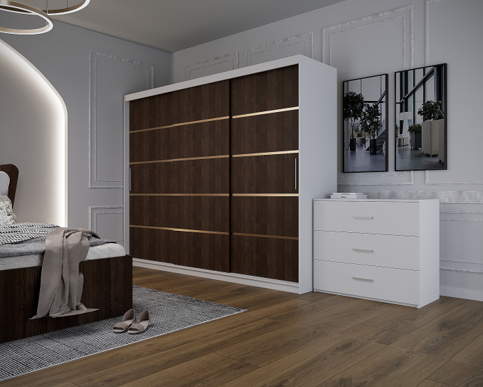 Dormitor Vista Tapitat Alb&Wenge Dressing 3 usi 250x200 [5]