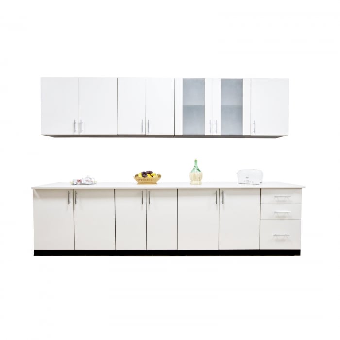 Bucatarie Lana 2.6, PAL, Blat termorezistent, Alb/Wenge, 260 x 60 x 200 cm [6]