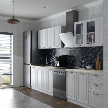Bucatarie Provence 2.6 m, MDF, Alb fibros, 260 x 60 x 200 cm [2]