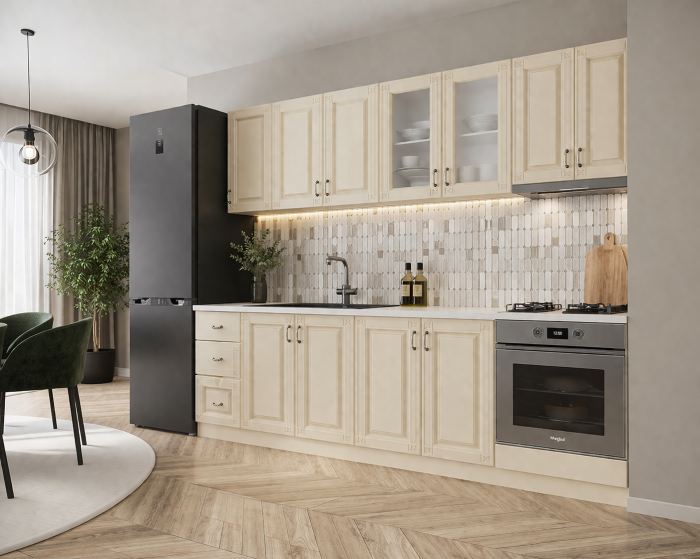 Mobila bucatarie Roma New 2.6 MDF, Crem, 260 x 60 x 200 cm [2]