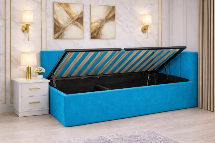 Pat Tapitat Bubu cu Somiera Rabatabila si Lada de depozitare [2]