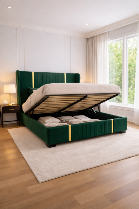 Patul Tapițat Hawaii cu Somieră Rabatabilă [3]