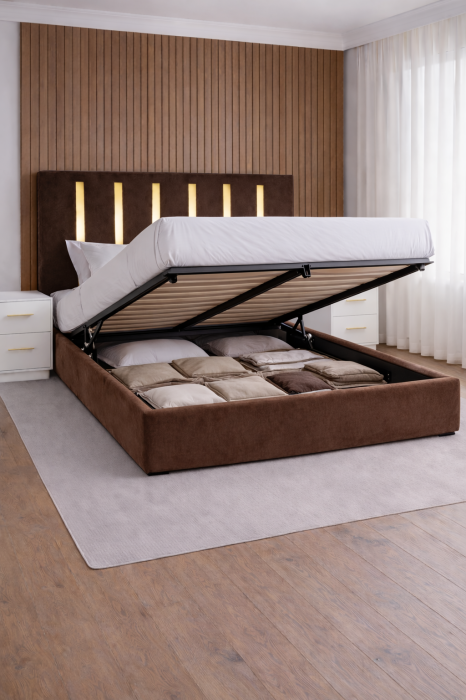 Pat Tapițat ZOE cu Somieră Rabatabilă [2]