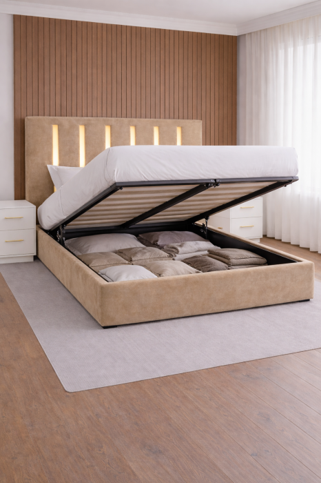 Pat Tapițat ZOE cu Somieră Rabatabilă [2]